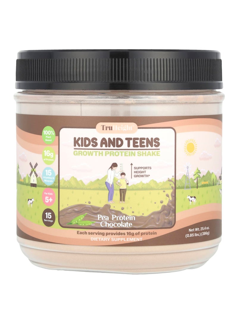 Kids And Teens Growth Pea Protein Shake, For Kids 5+, Chocolate, 0.85 lbs (386 g)